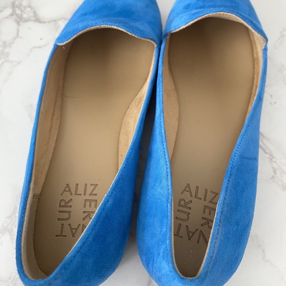 Naturalizer Emiline Bauhaus Loafer Sz 8.5‎ W Blue Suede Slip-on Low Heel Work - Picture 9 of 11